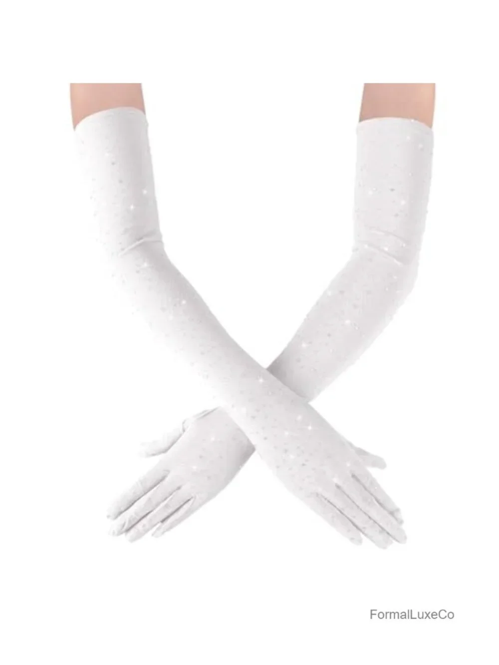 Rhinestone Mesh Opera Gloves Long Arm Sleeves for Theatrical Performances
